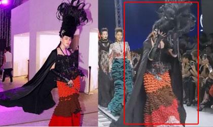 'Ma nữ Thái Lan' suýt vấp ngã khi đi catwalk tại tuần lễ thời trang