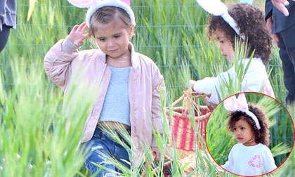 Con gái Kim Kardashian xách giỏ đi tìm trứng Phục sinh cùng mẹ