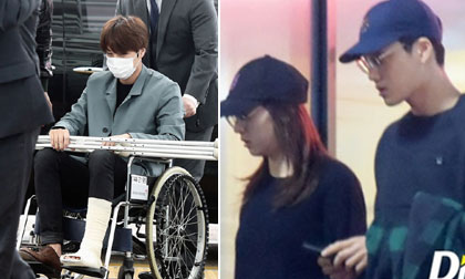Kai (EXO) bất ngờ bị bó bột một bên chân sau khi công khai hẹn hò Krystal (F(x))