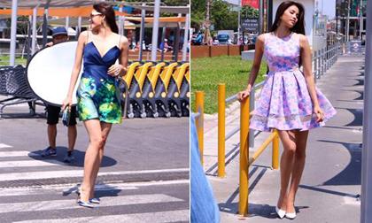 Hoa hậu Phạm Hương tươi rói dù chụp ảnh dưới trời nắng như đổ lửa