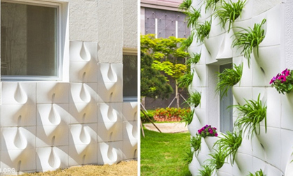 Mỗi khi mưa, bức tường biến thành thác hoa tuyệt đẹp