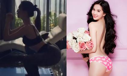 Clip Ngọc Trinh squat khoe vòng 3 tròn căng