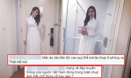 Thủy Tiên bị 'ném đá' vì chụp ảnh áo dài trong nhà vệ sinh
