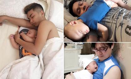 Nhóc tỳ nhà sao Việt đáng yêu khi 'say giấc nồng' trong lòng bố