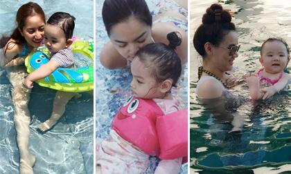 Nhóc tì sao Việt đáng yêu khi theo chân bố mẹ tới bể bơi 'giải nhiệt'