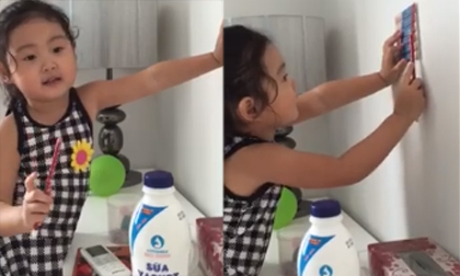 Con gái Hoa hậu Hương Giang làm cô giáo 'dạy mẹ' viết chữ