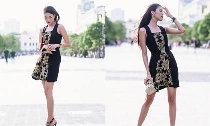 Lan Khuê nổi bật trên phố với 'cây' hàng hiệu