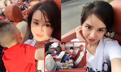 Vy Oanh đưa con trai đi cắt tóc bằng xe mui trần