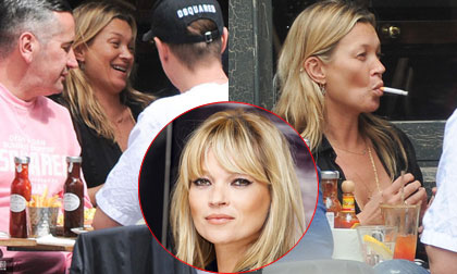 'Biểu tượng gợi cảm' một thời Kate Moss mặt mộc nhợt nhạt đi ăn cùng bồ trẻ