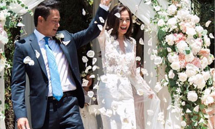 Siêu mẫu Ngọc Thúy hạnh phúc trong ngày tái hôn với chồng luật sư ở Mỹ