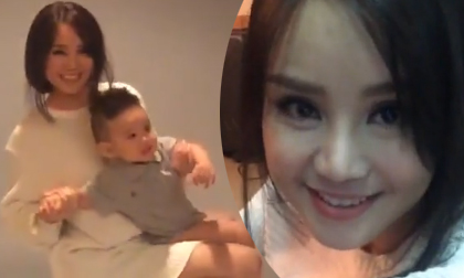 Vy Oanh và con trai cực đáng yêu trong buổi chụp hình