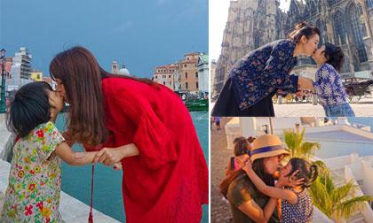 Bộ ảnh 'hôn nhau trên khắp thế gian' của mẹ con MC Diệp Chi gây sốt