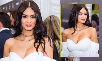 Hoa hậu Hoàn vũ 2015 diện váy trễ nải siêu gợi cảm ở Mỹ