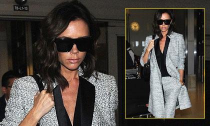 Victoria Beckham xuất hiện sành điệu tại sân bay Los Angeles