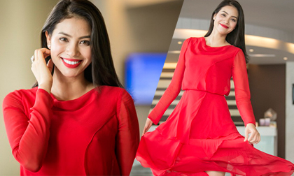 Có một Phạm Hương rạng rỡ kiêu kỳ khi diện váy đỏ