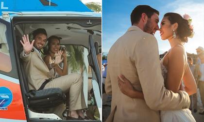 Hà Anh được ông xã Tây rước dâu bằng trực thăng trong hôn lễ ở biển