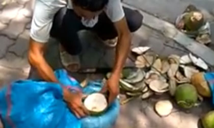 Hà Nội: Dừa tẩm hóa chất làm trắng khi đem bán