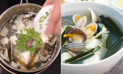 Món canh nghêu nấu đậu phụ siêu ngon