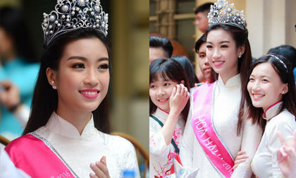 Hoa hậu Mỹ Linh rạng rỡ về trường cũ dự khai giảng