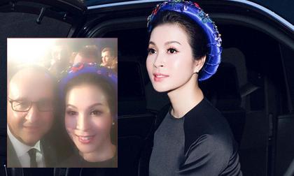 MC Thanh Mai diện áo dài duyên dáng khi dự tiệc đón Tổng thống Pháp