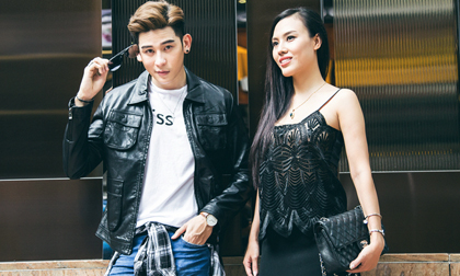 Á hậu Mai Quỳnh thân mật với siêu mẫu Minh Trung trên phố