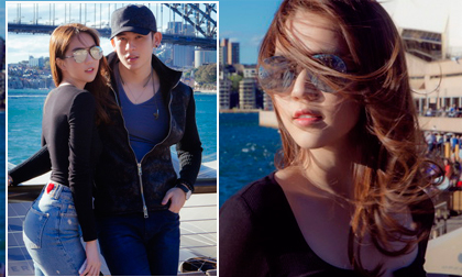 Ngọc Trinh đẹp dịu dàng sánh đôi trai trẻ trên đất Úc