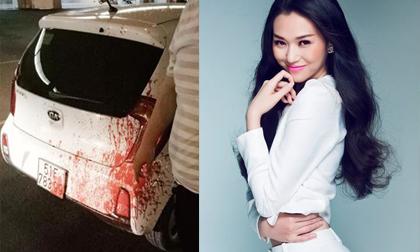 Khánh My bị kẻ lạ mặt ném sơn đỏ cảnh cáo lên xe ô tô