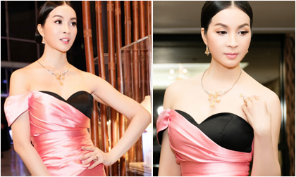 MC Thanh Mai gợi cảm với đầm cúp ngực cùng trang sức trăm triệu