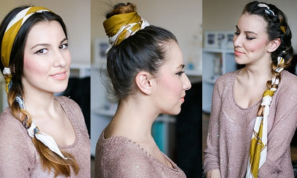 3 cách tạo cho kiểu tóc sinh động với khăn