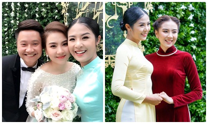 Hoa hậu Ngọc Hân xinh tươi làm phù dâu cho MC thời tiết Mai Ngọc