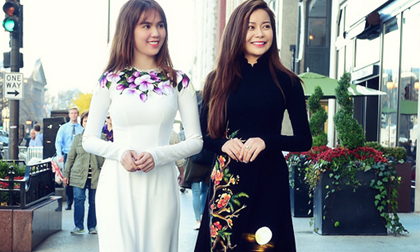Ngọc Trinh khoe sắc cùng Hoa hậu Áo dài Việt Nam tại Mỹ