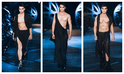 Loạt mẫu nam đình đám mặc váy, đi giày cao, khoe ngực vạm vỡ ấn tượng trong show Thu - Đông của Đỗ Mạnh Cường