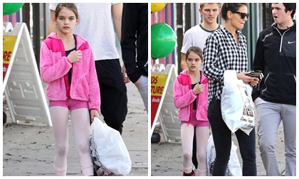 Suri Cruise xinh tươi khoe chân thon dài đi mua sắm cùng mẹ