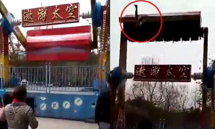 Hãi hùng cảnh người bị văng khỏi đu quay trong công viên trò chơi