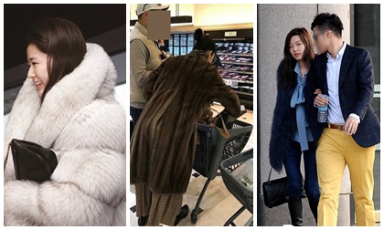 'Mỹ nhân ngư' Jun Ji Hyun gây tranh cãi khi diện áo lông thú đi siêu thị với chồng