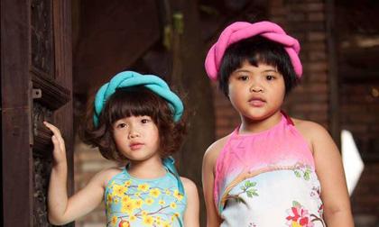 Hai con Thúy Nga đáng yêu khi diện áo dài cách tân