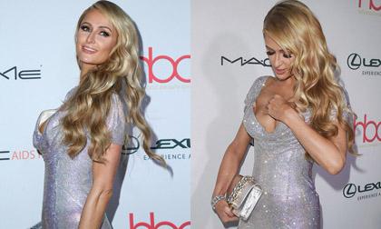 Paris Hilton liên tục bị hớ hênh, khổ sở chỉnh trang váy áo