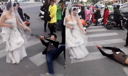 Trốn đám cưới, chú rể bị cô dâu buộc xích lôi xềnh xệch trên phố