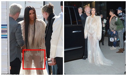 Kim Kardashian gây sốc khi diện váy xuyên thấu lộ phần dưới phản cảm hết hồn