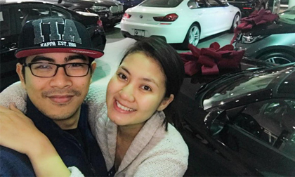 Sinh con trai hơn 1 tháng, Ngọc Lan được chồng đưa đi sắm xế sang tại Mỹ