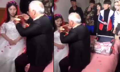 Chú rể tóc bạc phơ ngồi trên giường nịnh cô dâu đáng tuổi cháu với vali đầy tiền