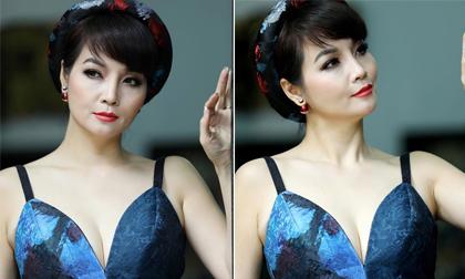 Mai Thu Huyền khéo khoe vòng một lấp ló ở tuổi U40