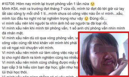 Chia sẻ chua xót của gái xấu: Ra trường không xin được việc, không có ai yêu, chỉ muốn tự tử