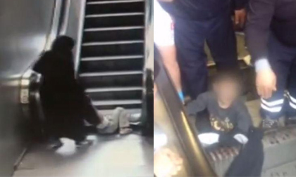 Hãi hùng cảnh bé trai 9 tuổi bị thang cuốn 'nuốt' chân