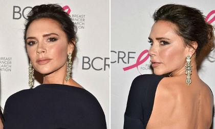 Victoria thể hiện đẳng cấp với trang phục kín trước hở sau trên thảm hồng 