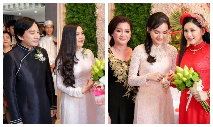 Nghệ sĩ Kim Tử Long cùng hai người vợ rạng rỡ tiễn con gái cưng lên xe hoa
