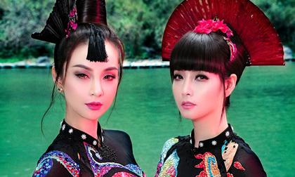 Diễn viên Mai Thu Huyền và chị gái 'đọ sắc' khi diện áo dài