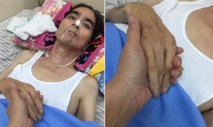 Diễn viên Nguyễn Hoàng vẫn tỉnh táo nắm tay bạn bè dù không nói nên lời