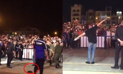 Bị ném 'vật thể lạ', Sơn Tùng M-TP vẫn bình tĩnh biểu diễn trước 'rừng' fan