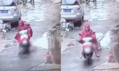 Phẫn nộ người phụ nữ đi xe máy chèn ngang người bé trai rồi thản nhiên phóng đi